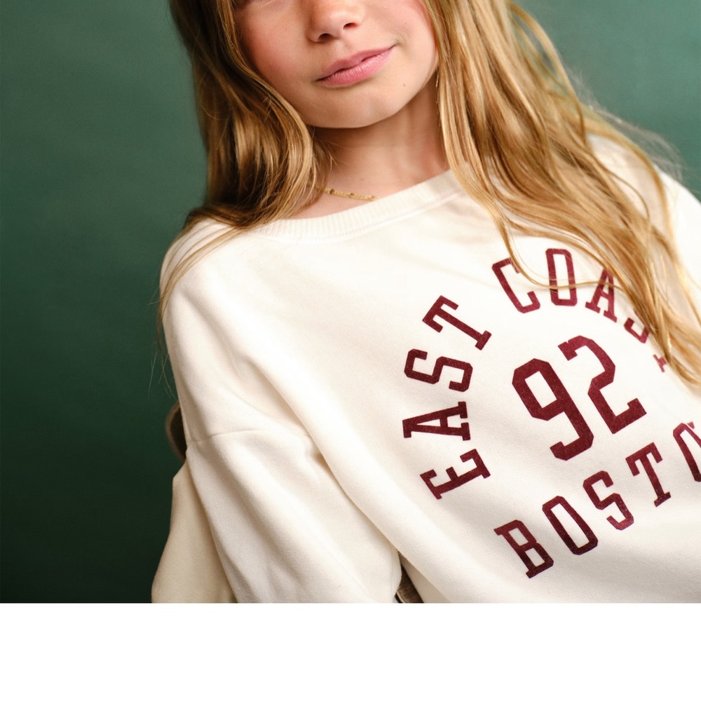 Abercrombie Kids Cream Colored East Coast Boston Sweatshirt